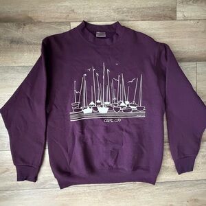 Vintage Oneita Cape Cod Sailboat Graphic Crewneck Sweatshirt M